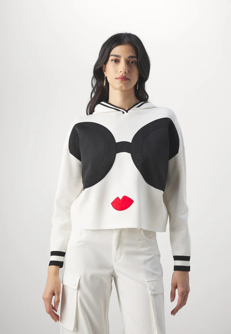 Oscar Staceface Hoodie Soft White - Alice + Olivia