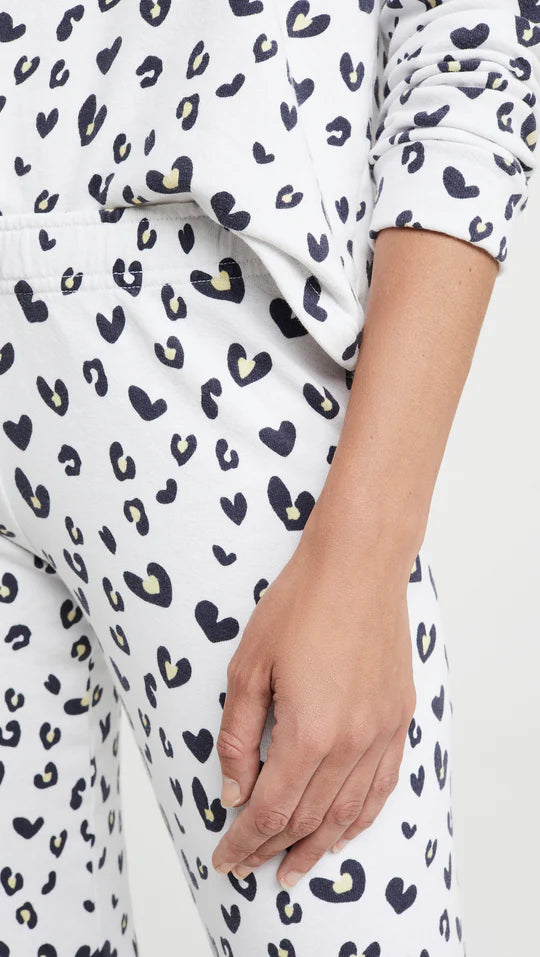 Heart Leopard Elastic Waist Sweats Natural - Monrow
