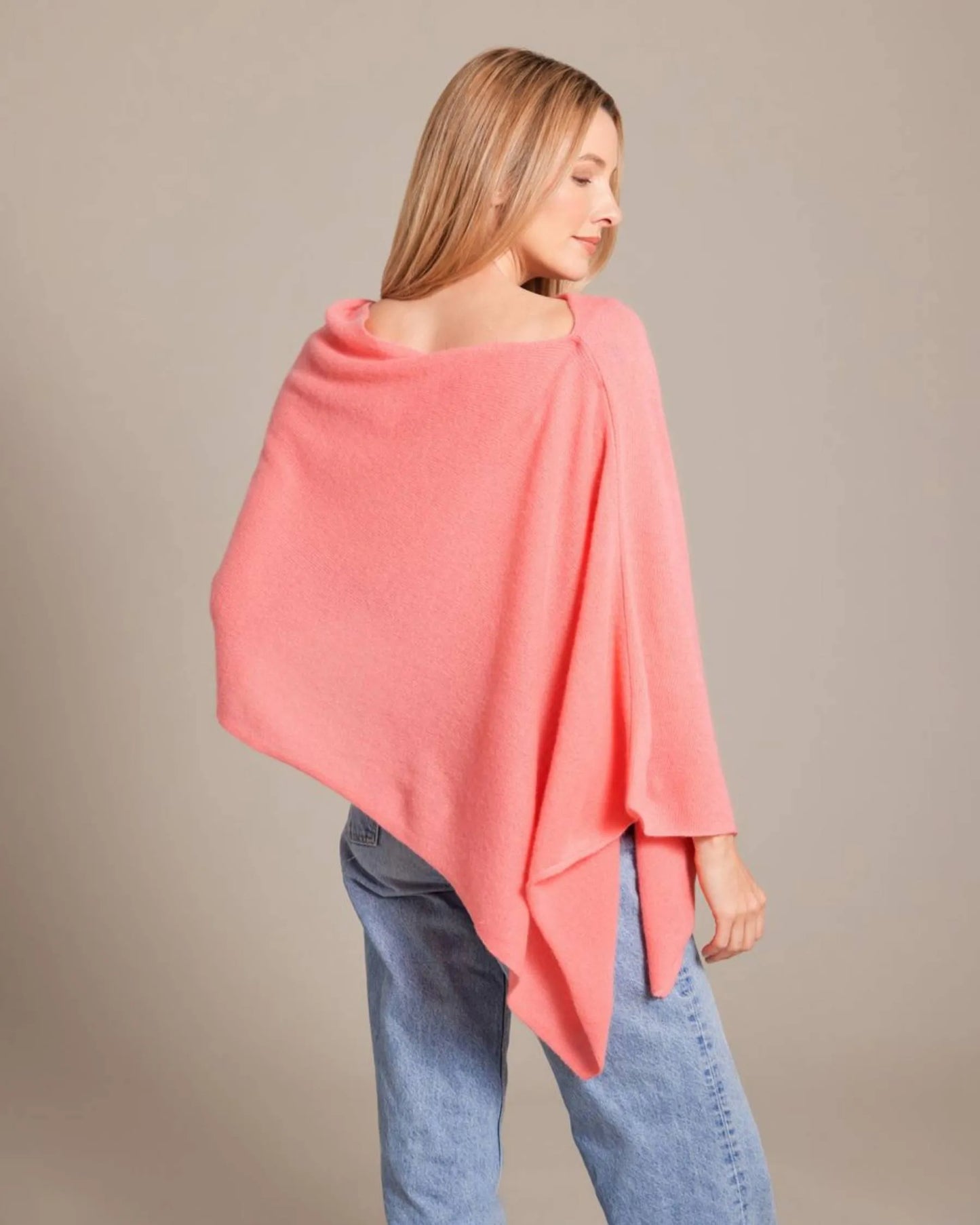 Cashmere Poncho Grapefruit - Jackie Z Style Co.