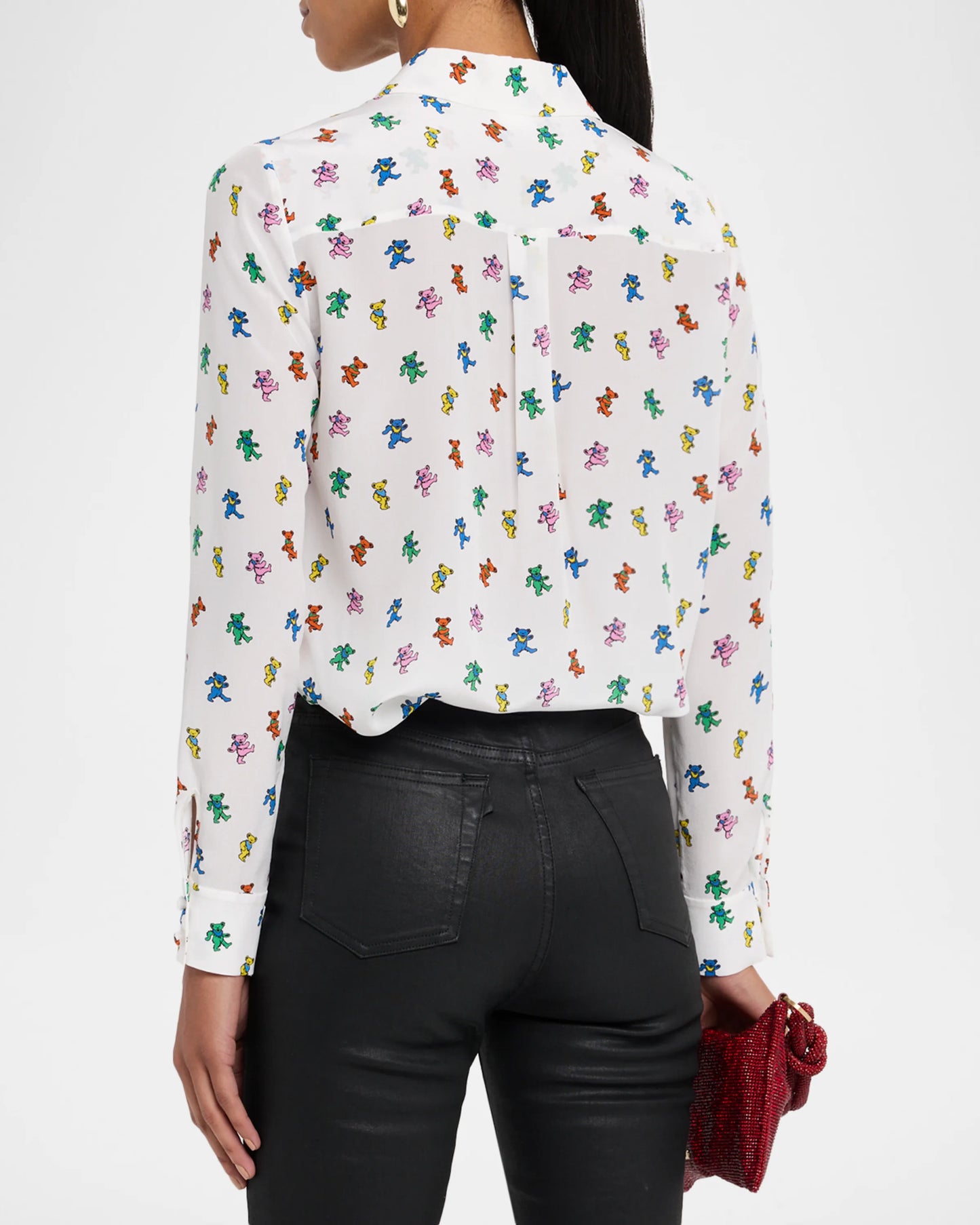 Willa Silk Blouse Rainbow Bears - Alice + Olivia