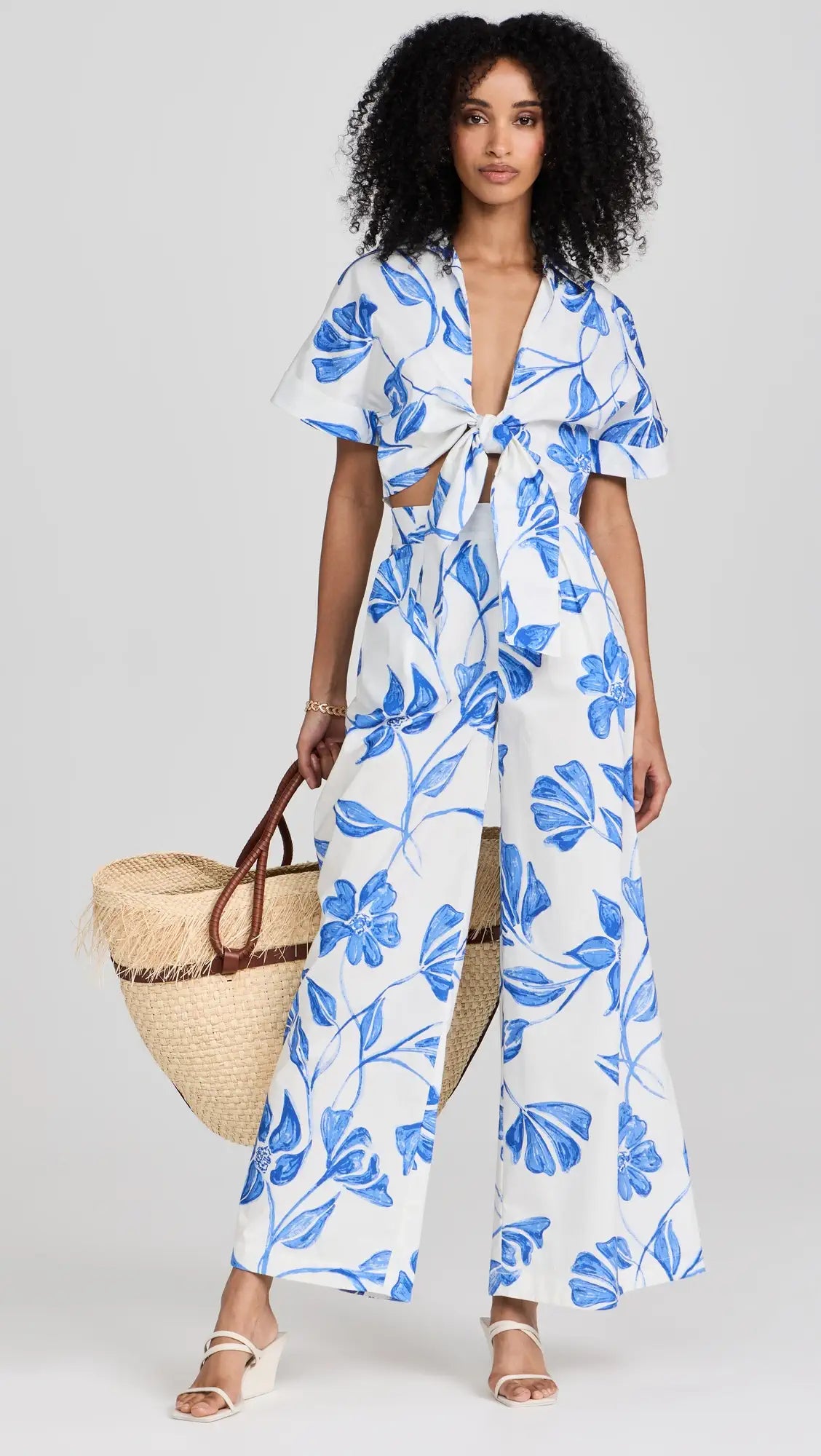 Nightflower Wide Leg Pant White - PatBo