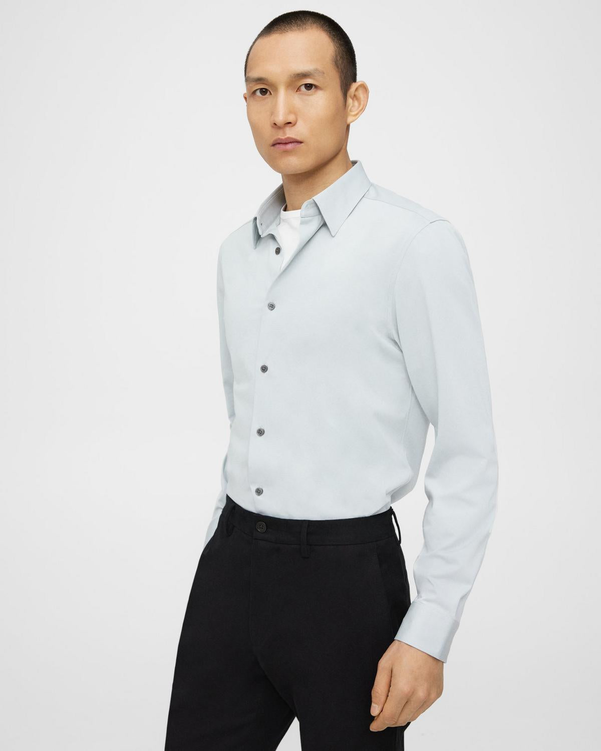 Theory - Sylvain Structure Knit Tailored Shirt Atlantic