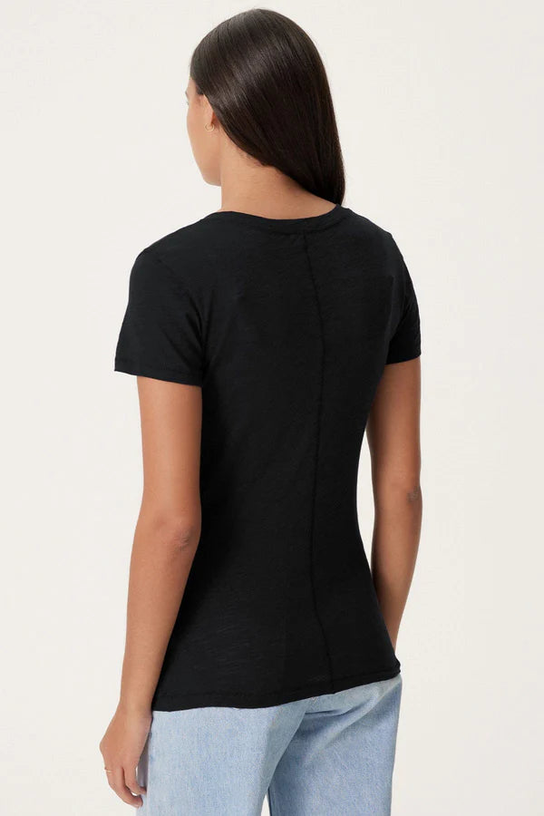 Signature Slub V Neck Tee Black - Goldie Lewinter