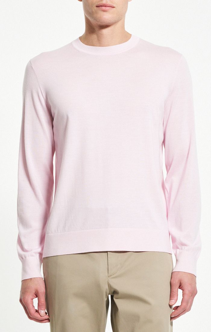 Crewneck Sweater Regal Wool Pale Pink - Theory Men