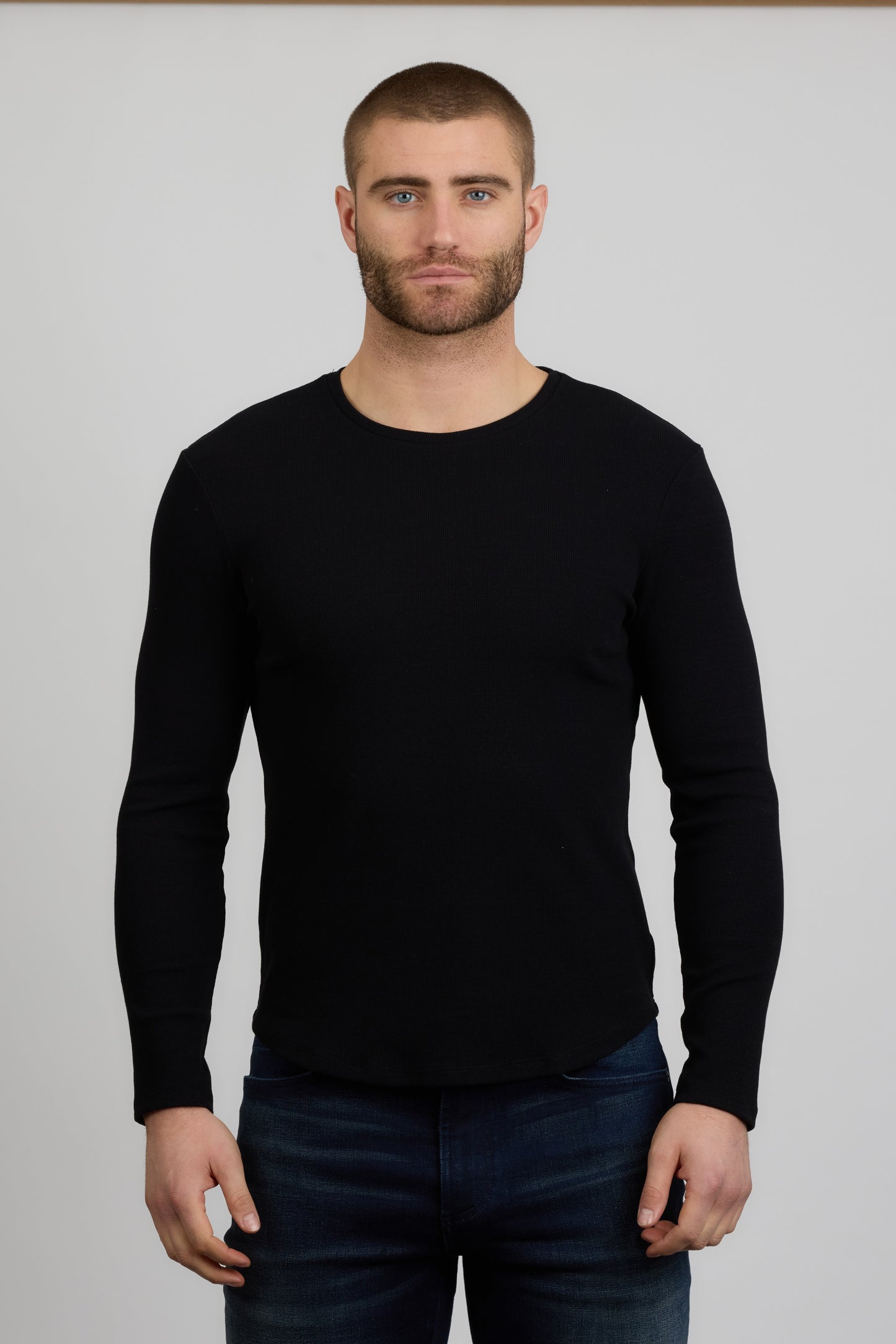 Dann Ribbed Long Sleeve Shirt Noir - Monfrere
