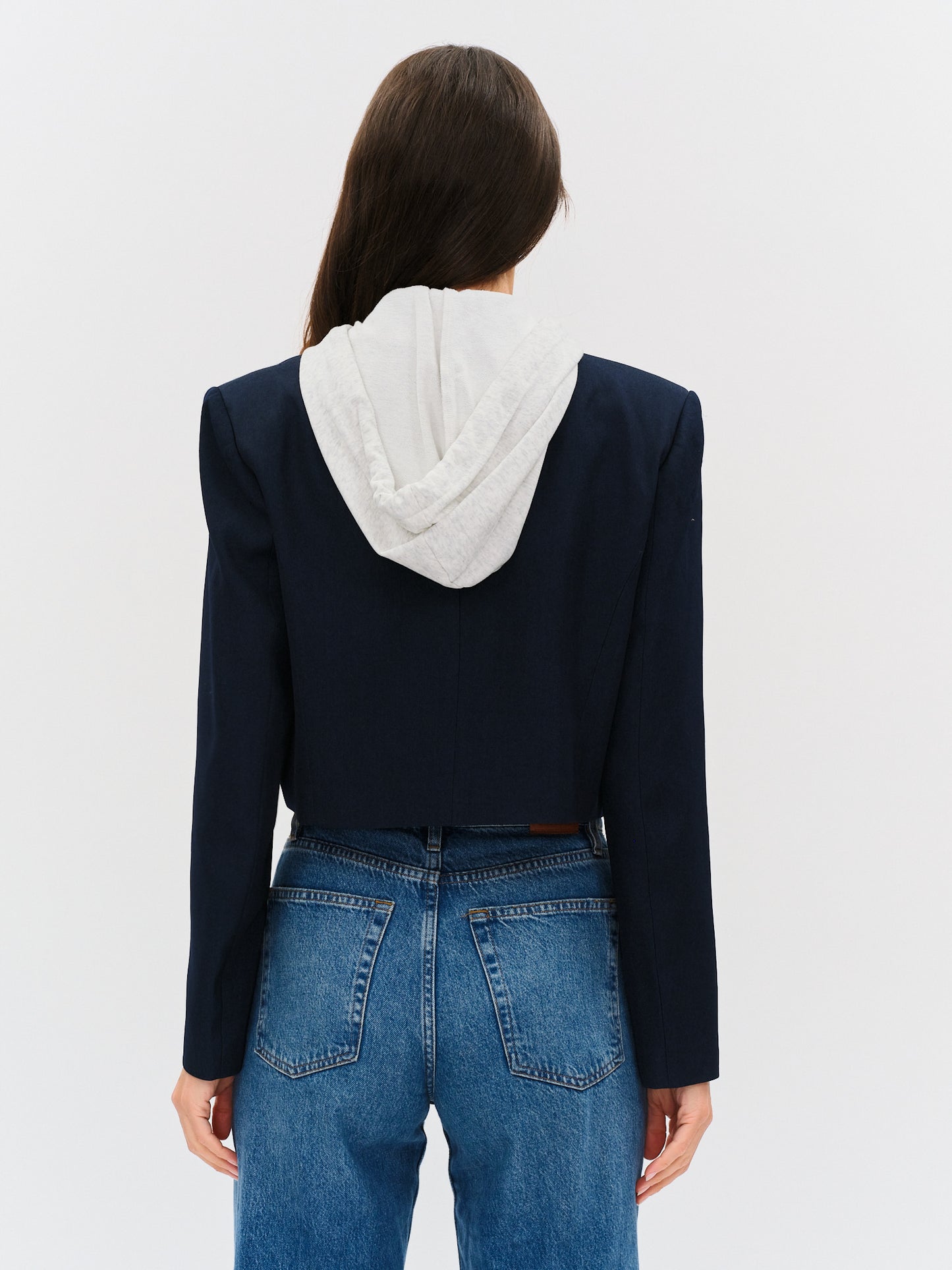 Drew Cropped Blazer Navy - Six Fifty Clothing