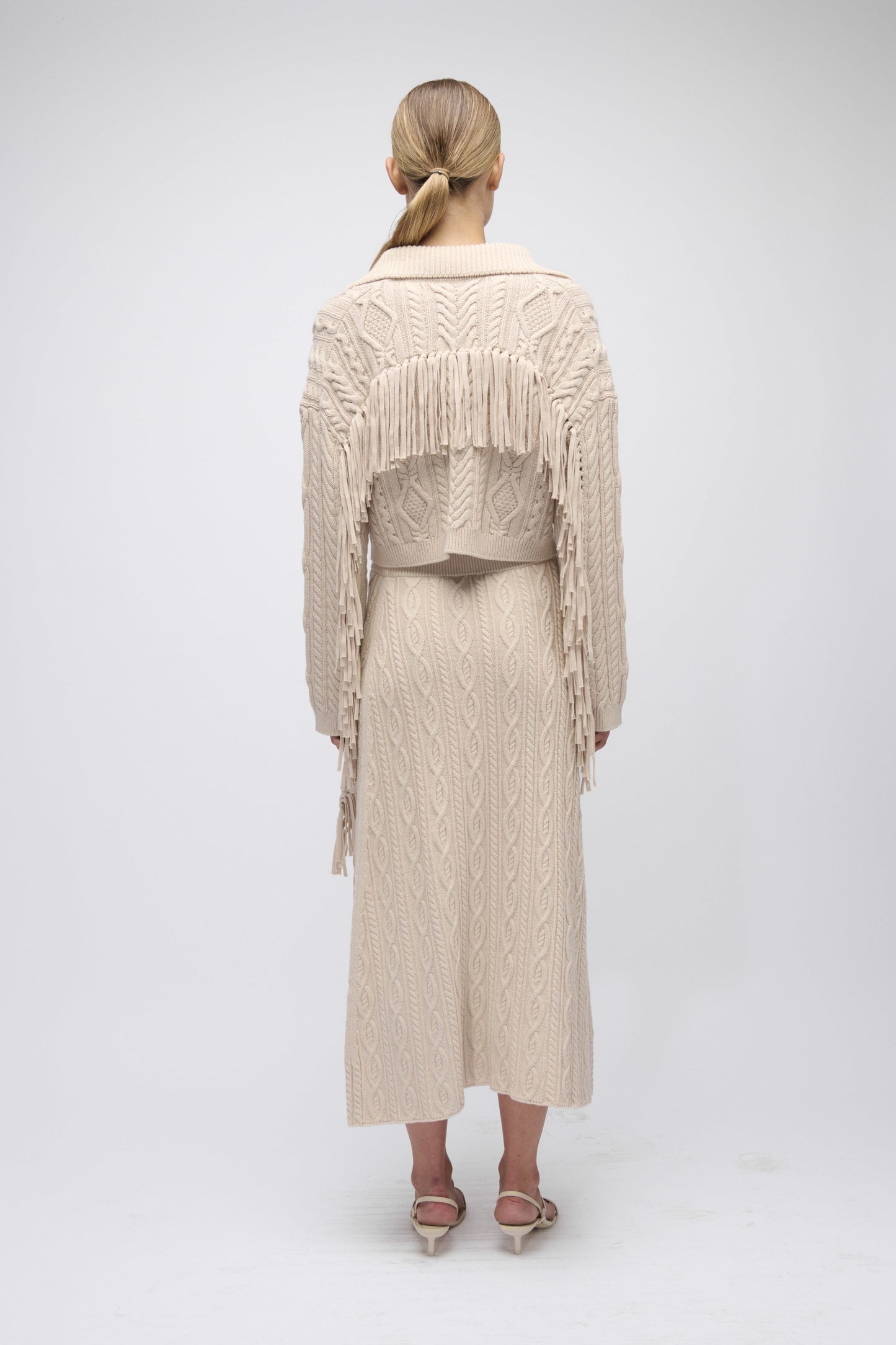 Virginia Wool Fringe Cardigan Sand - Simkhai