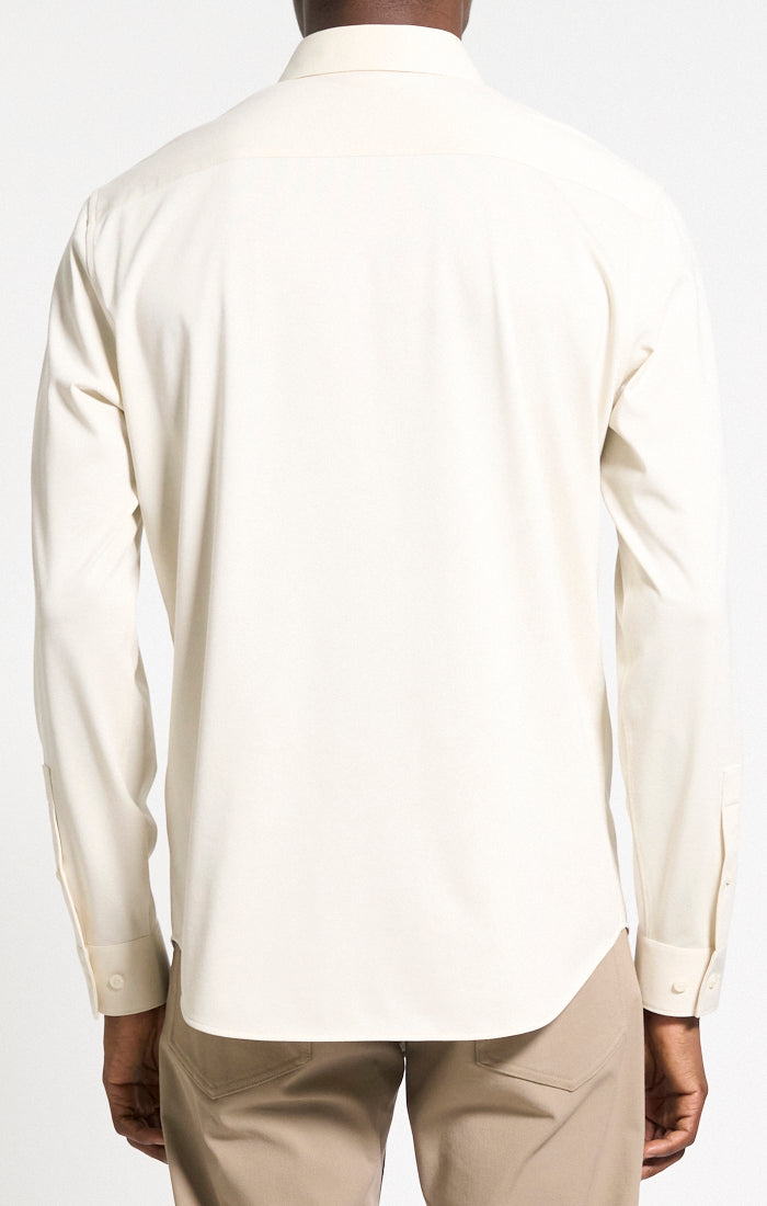 Sylvain Structure Knit Shirt Oat Milk - Theory Men