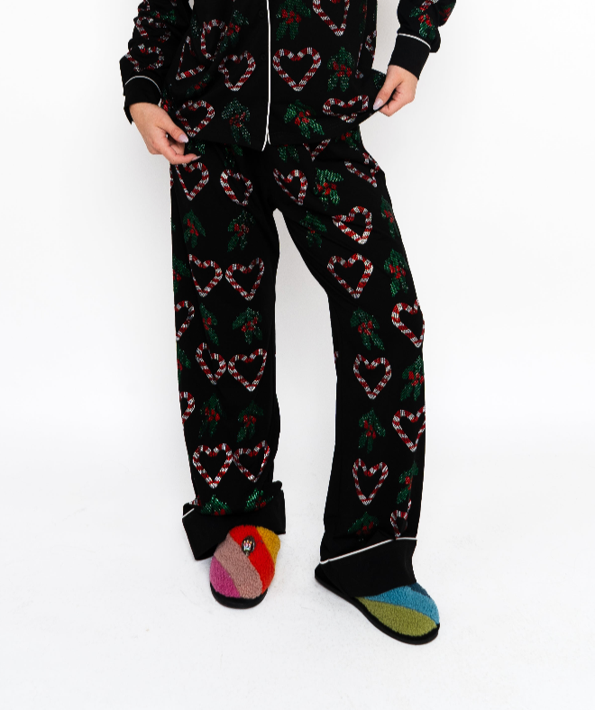 Holly & Peppermint Pajama Pant Black - Queen Of Sparkles