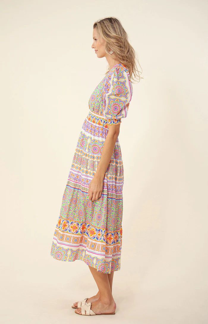 Hale Bob Jessamy Tiered Midi Dress Pink