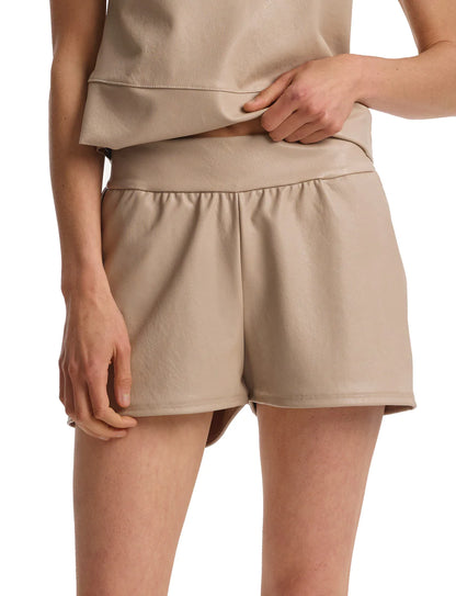 Faux Leather Relaxed Shorts Sand - Commando