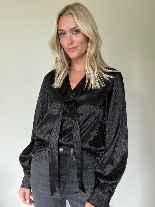 Six Fifty Clothing Freya Animal Print Neck Tie Blouse