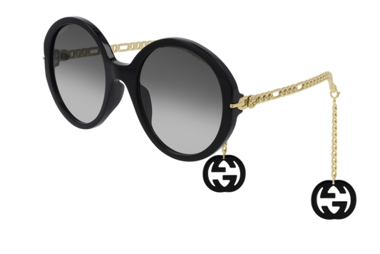 Gucci Black Grey Gradient Nylon Oval Sunglasses