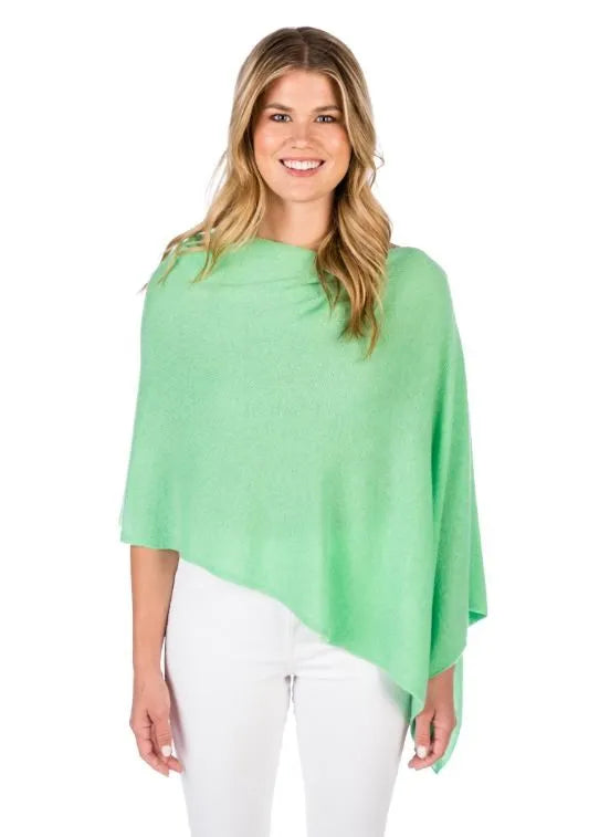 Jackie Z Cashmere Poncho In Aloha Green