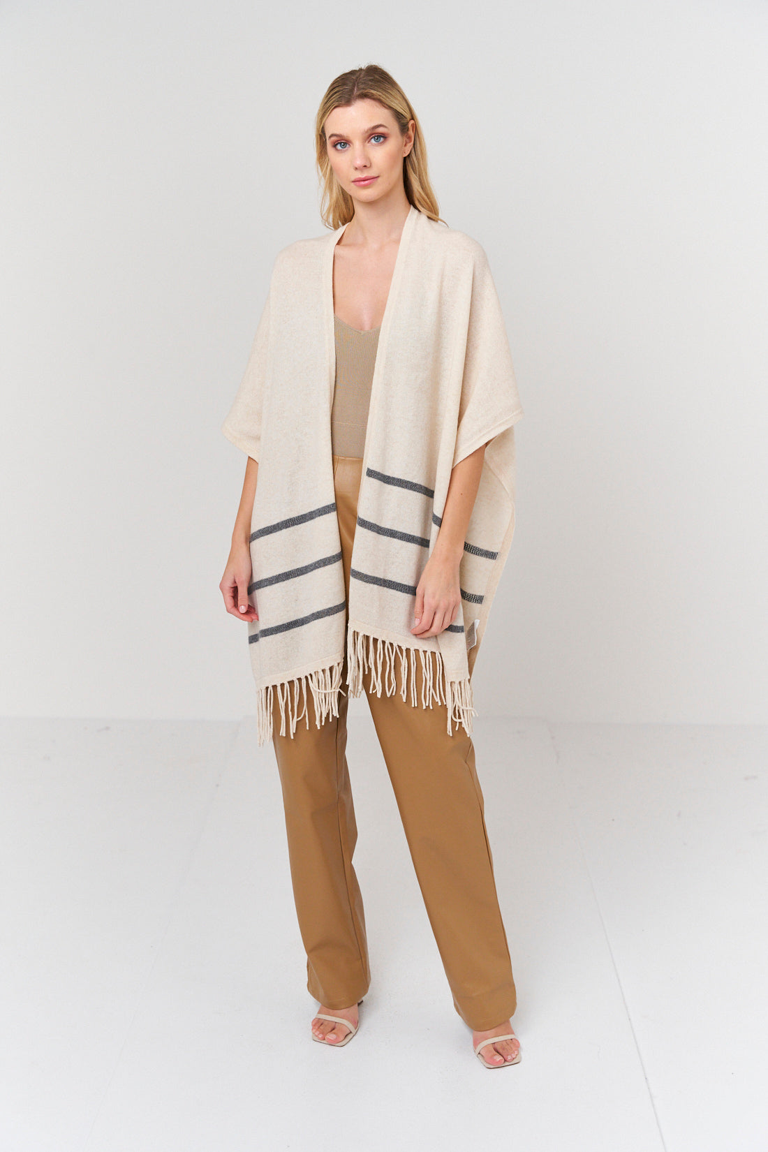 Cashmere poncho hot sale with fringe