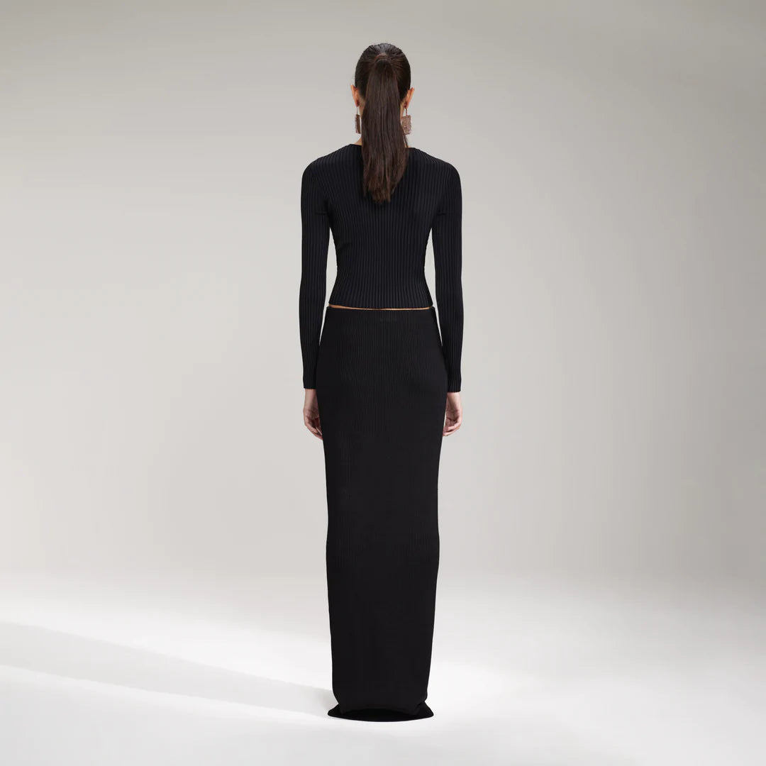 Self Portrait Ribbed Knit Cut Out Top