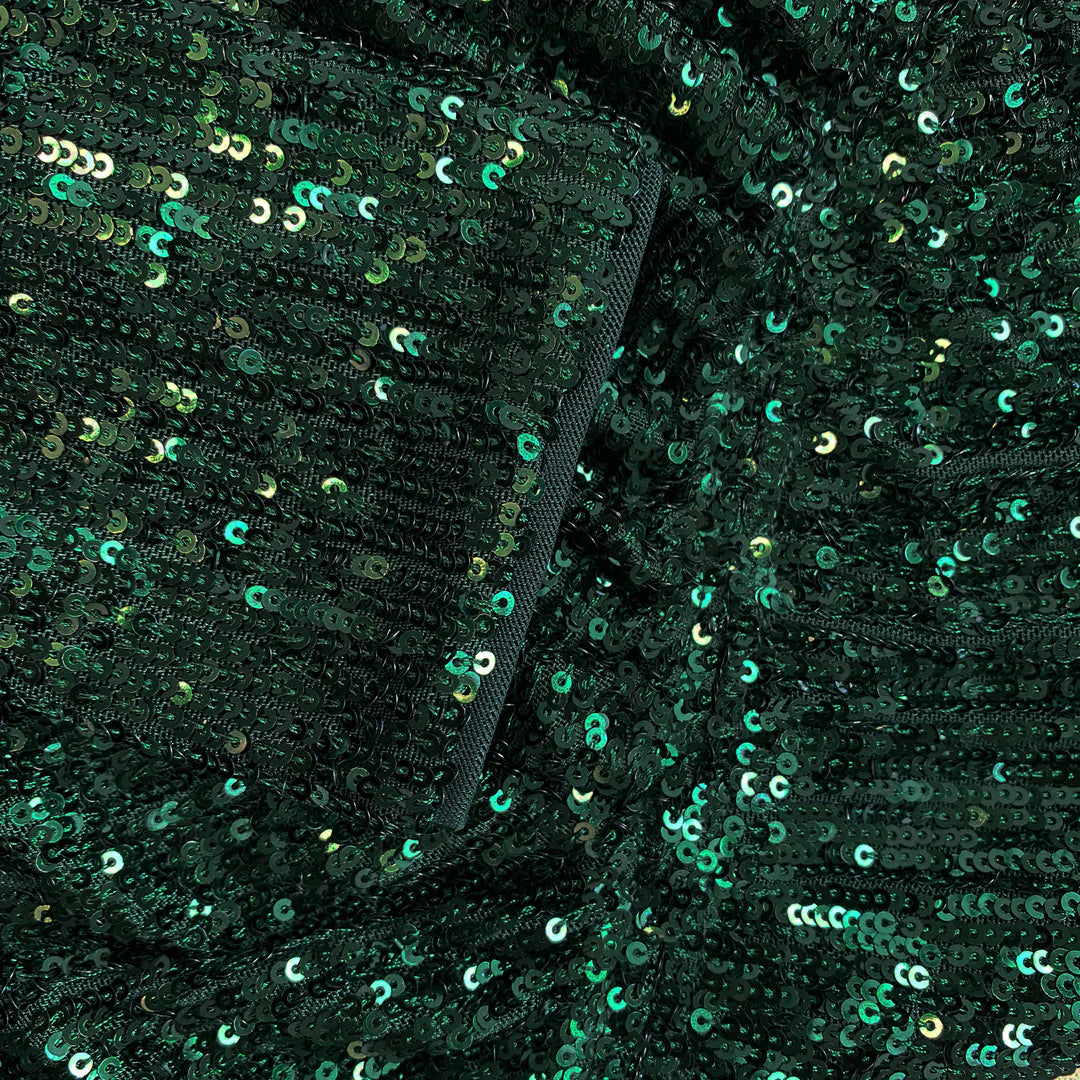 Stretch Sequin Midi Dress Dark Green - Self-Portrait