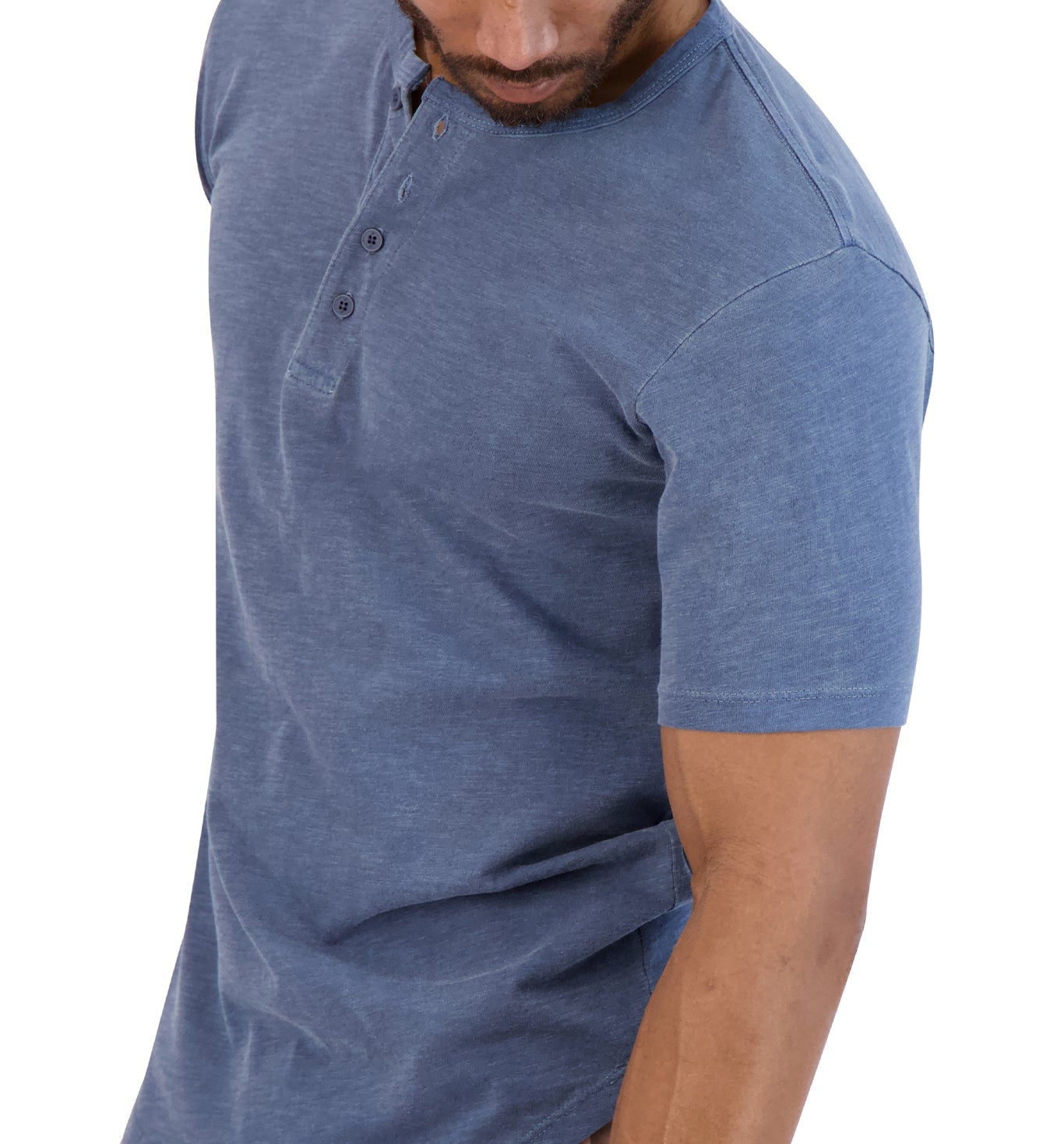 GoodLife Sun-Faded Slub Scallop Henley Navy