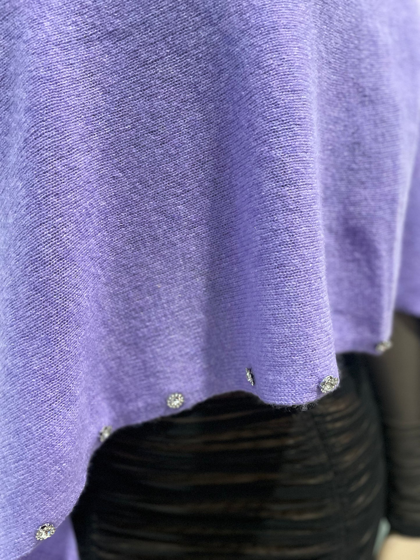 Cashmere Rhinestone Poncho Lilac - Jackie Z Style Co.