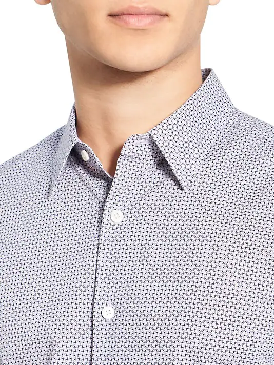 Theory - Irving Cotton-Blend Shirt Misty Haze Multi