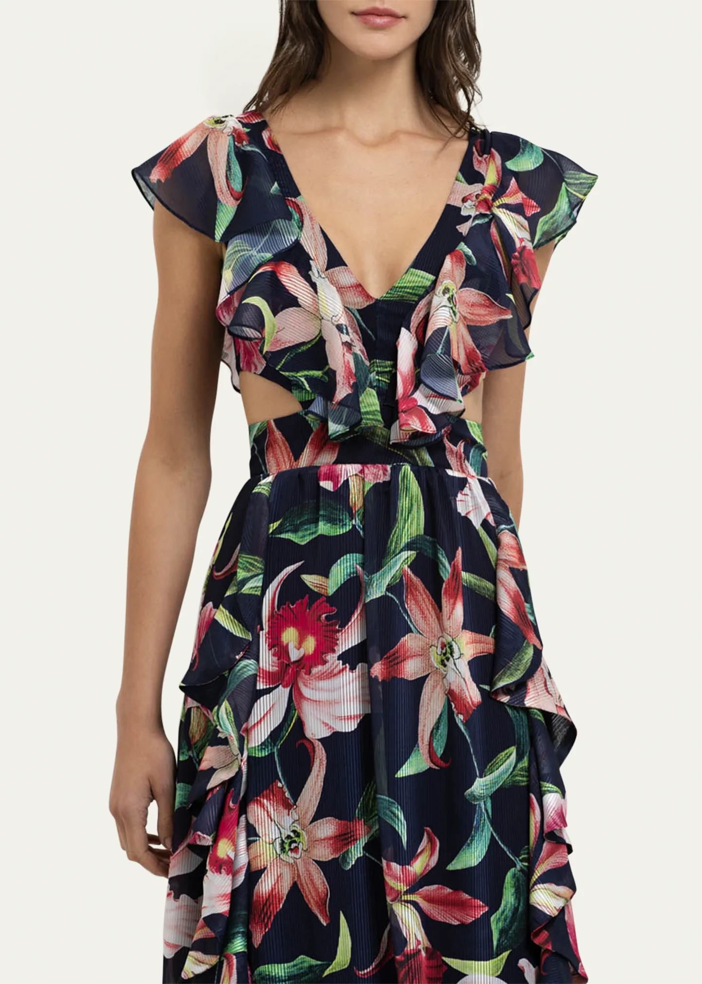 Laelia Ruffle V-Neck Maxi Dress Midnight