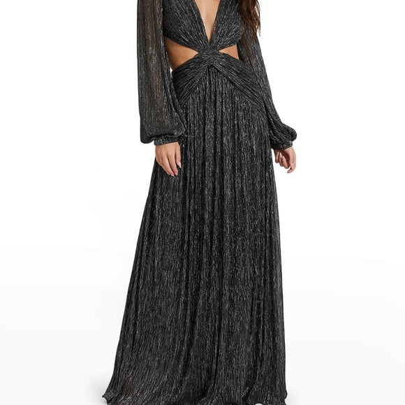 Lurex Cutout Gown Black - PatBO