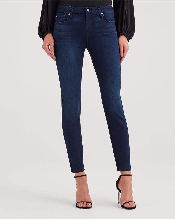 7 For All Mankind - Slim Illusion High Waist Ankle Skinny Jean Twilight Blue