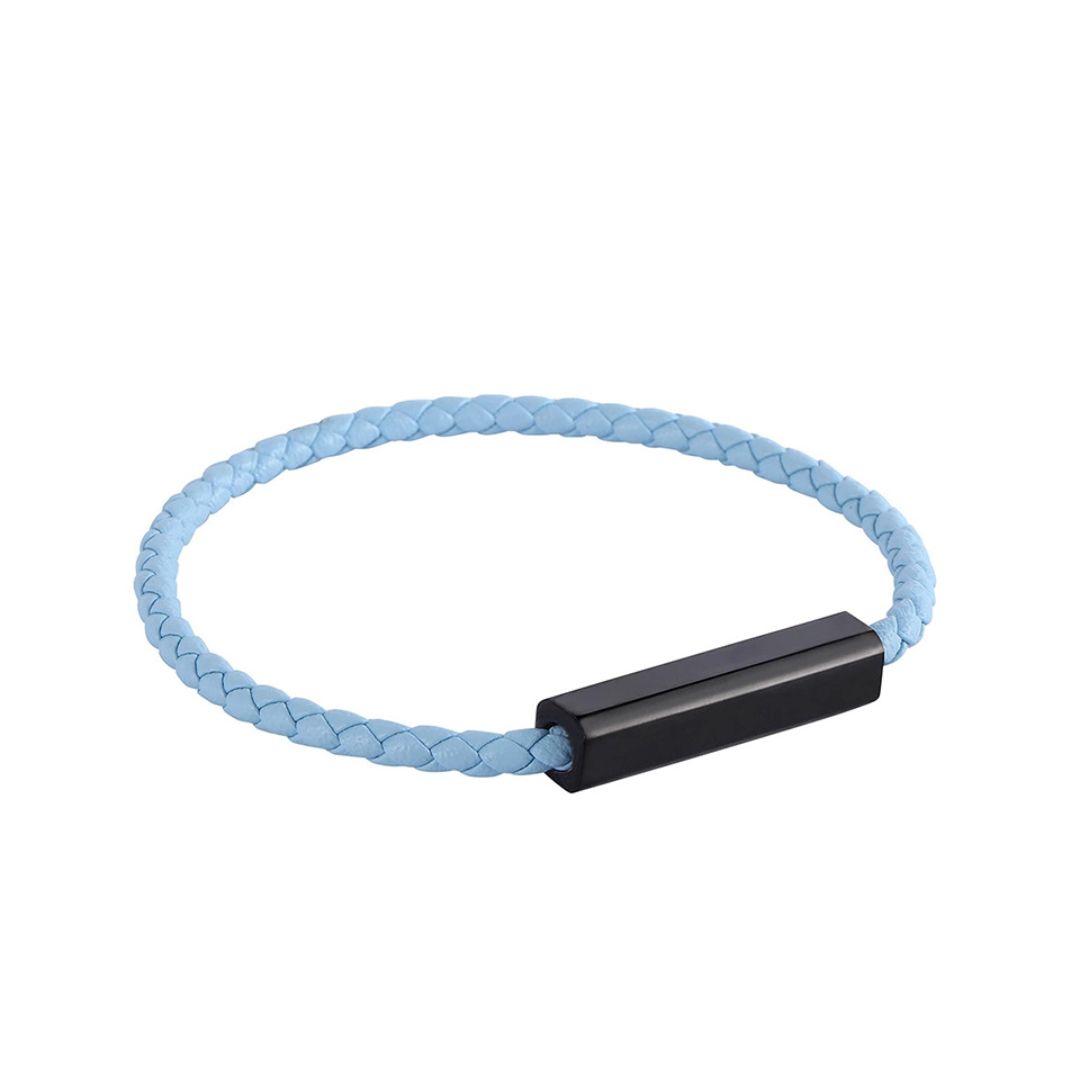 Capri Woven Leather Bracelet Light Blue - Stolen Riches