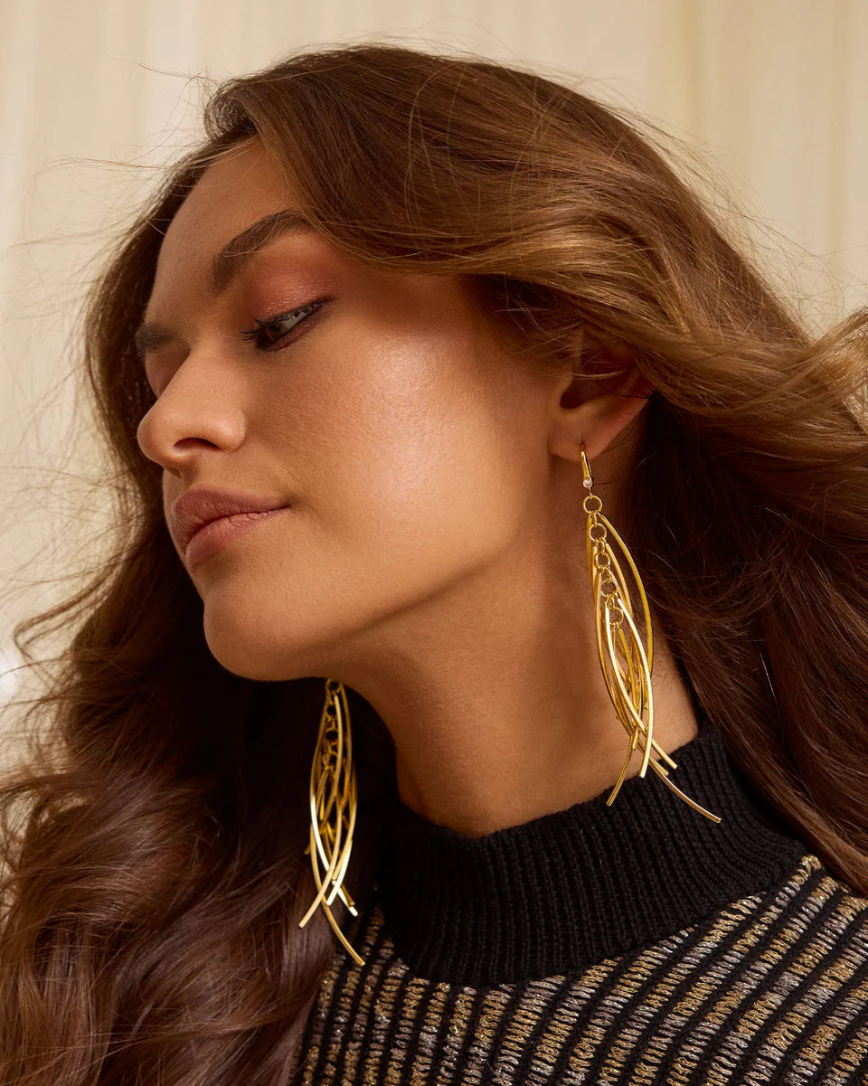 Kelsea Fringe Earrings Gold - Ramy Brook
