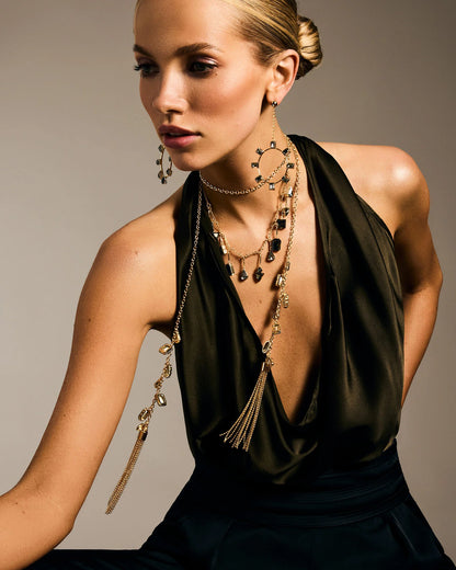 Alanna Stone Drop Earrings Gold Graphite - Ramy Brook