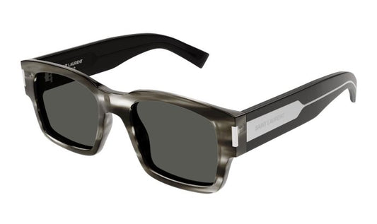 Men's Recycled Acetate Havana Crystal Grey Sunglasses - Saint Laurent