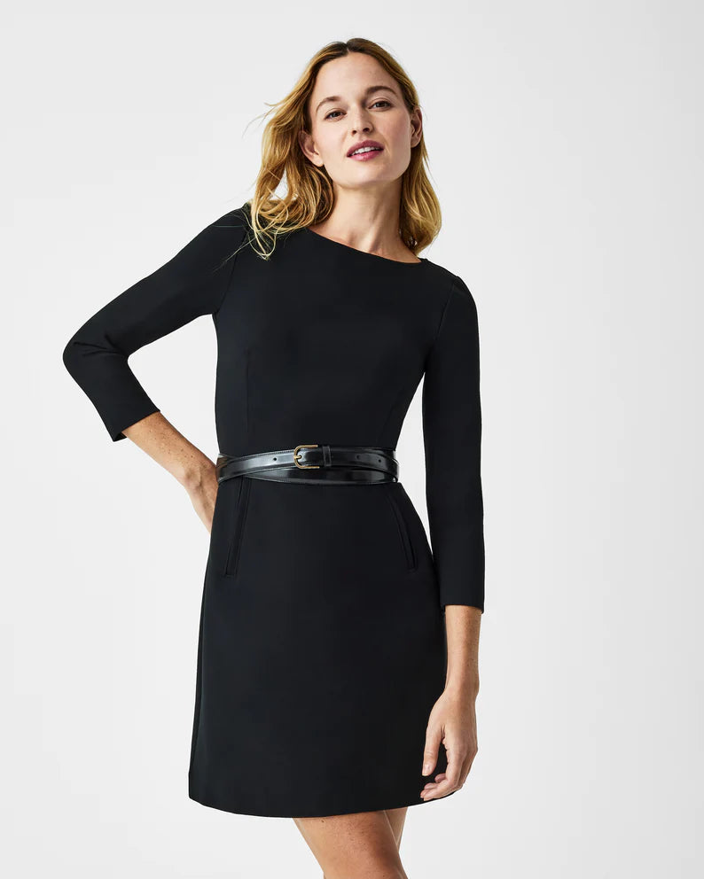 The Perfect A-line 3/4 Sleeve Dress Classic Black - SPANX