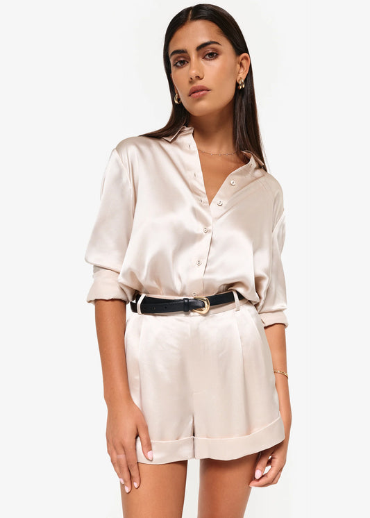 Crosby Silk Blouse Oat - CAMI NYC