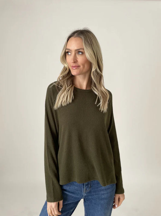 Lazy Sunday Top Army Green - Six Fifty Clothing