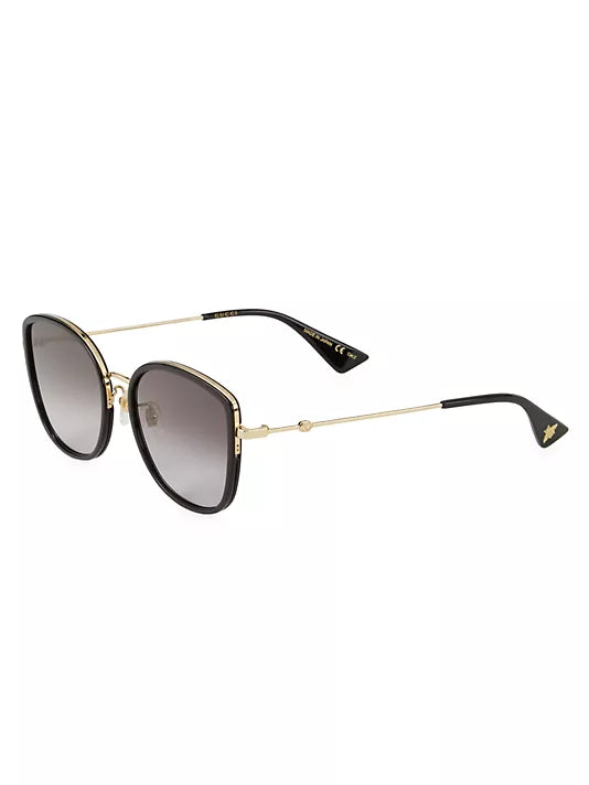 Womens Square Metal Sunglasses Black/Gold - Gucci