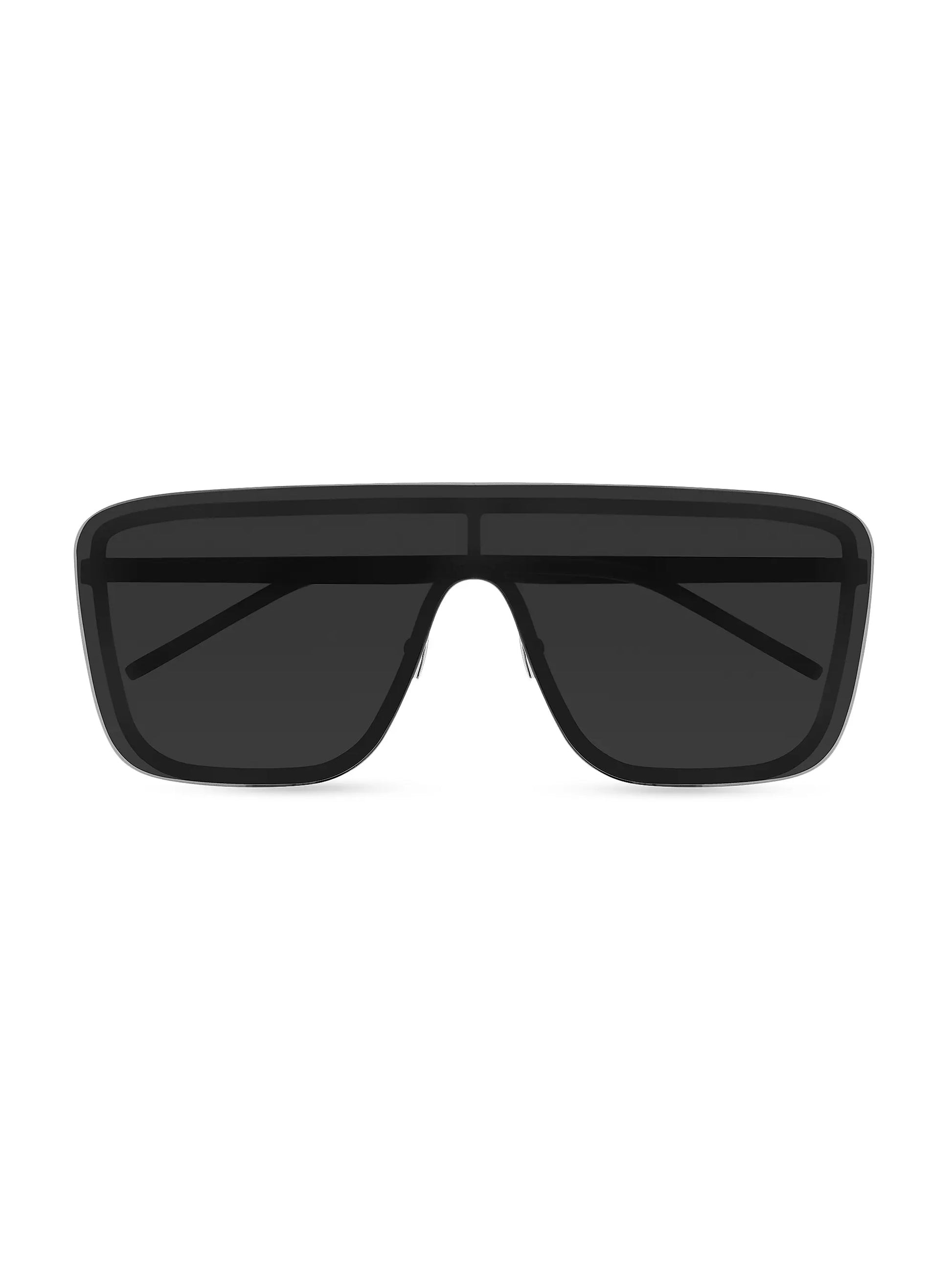 Unisex Mask Metal Shield Sunglasses Black - Saint Laurent