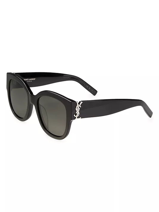 Round Cat Eye Sunglasses Black Grey - Saint Laurent