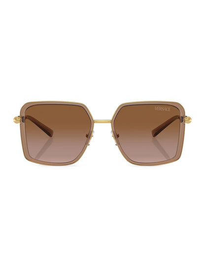 Medusa Roller Square Sunglasses Transparent Brown - Versace