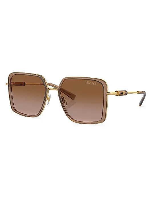 Medusa Roller Square Sunglasses Transparent Brown - Versace