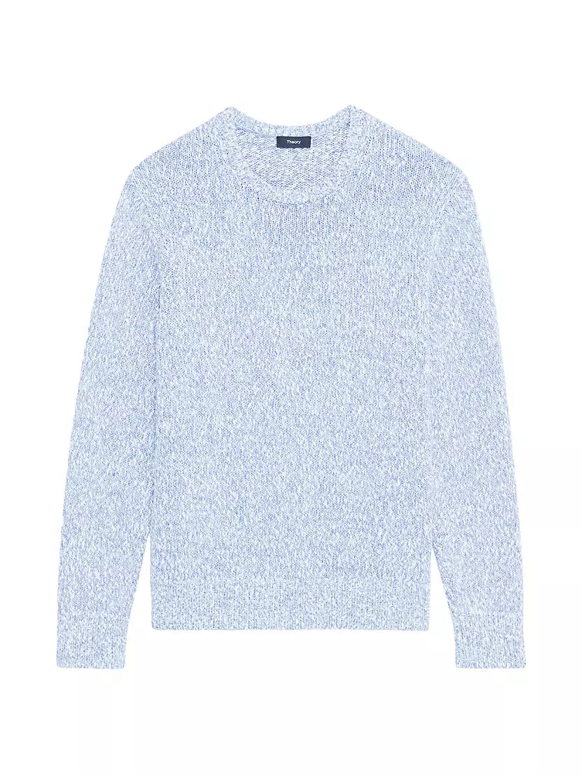 Mauno Crewneck Sweater in Heathered Cotton Ice - Theory