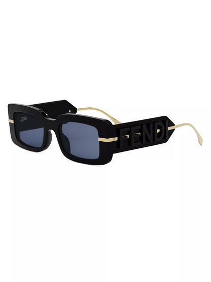 Acetate Rectangle Sunglasses Black - FENDI