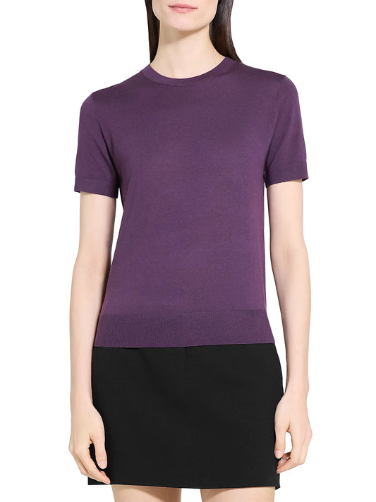 Basic Tee Regal Merino Black Iris - Theory Women