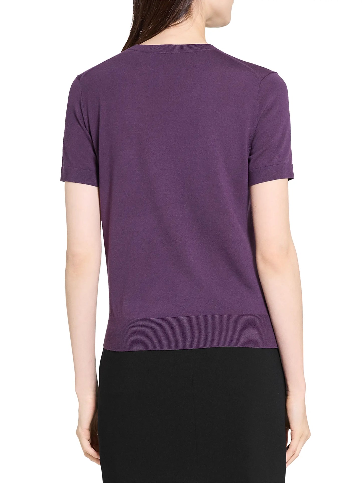 Basic Tee Regal Merino Black Iris - Theory Women