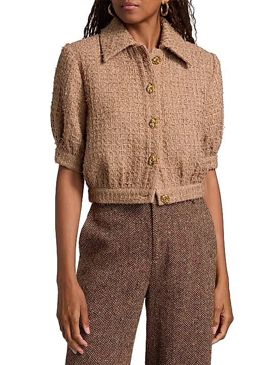Cove Cropped Tweed Jacket Cappuccino - L'AGENCE