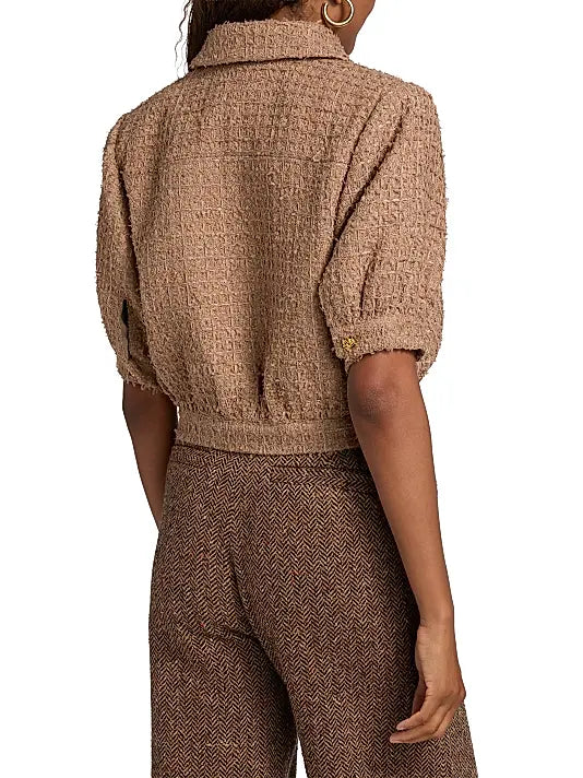 Cove Cropped Tweed Jacket Cappuccino - L'AGENCE