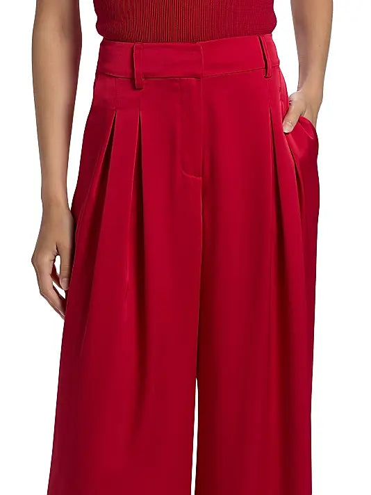 Oscar Pleated Wide Leg Pant Scarlet - Ramy Brook