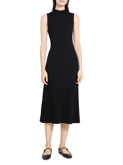 Cable-Knit Midi Dress Black - Theory Women