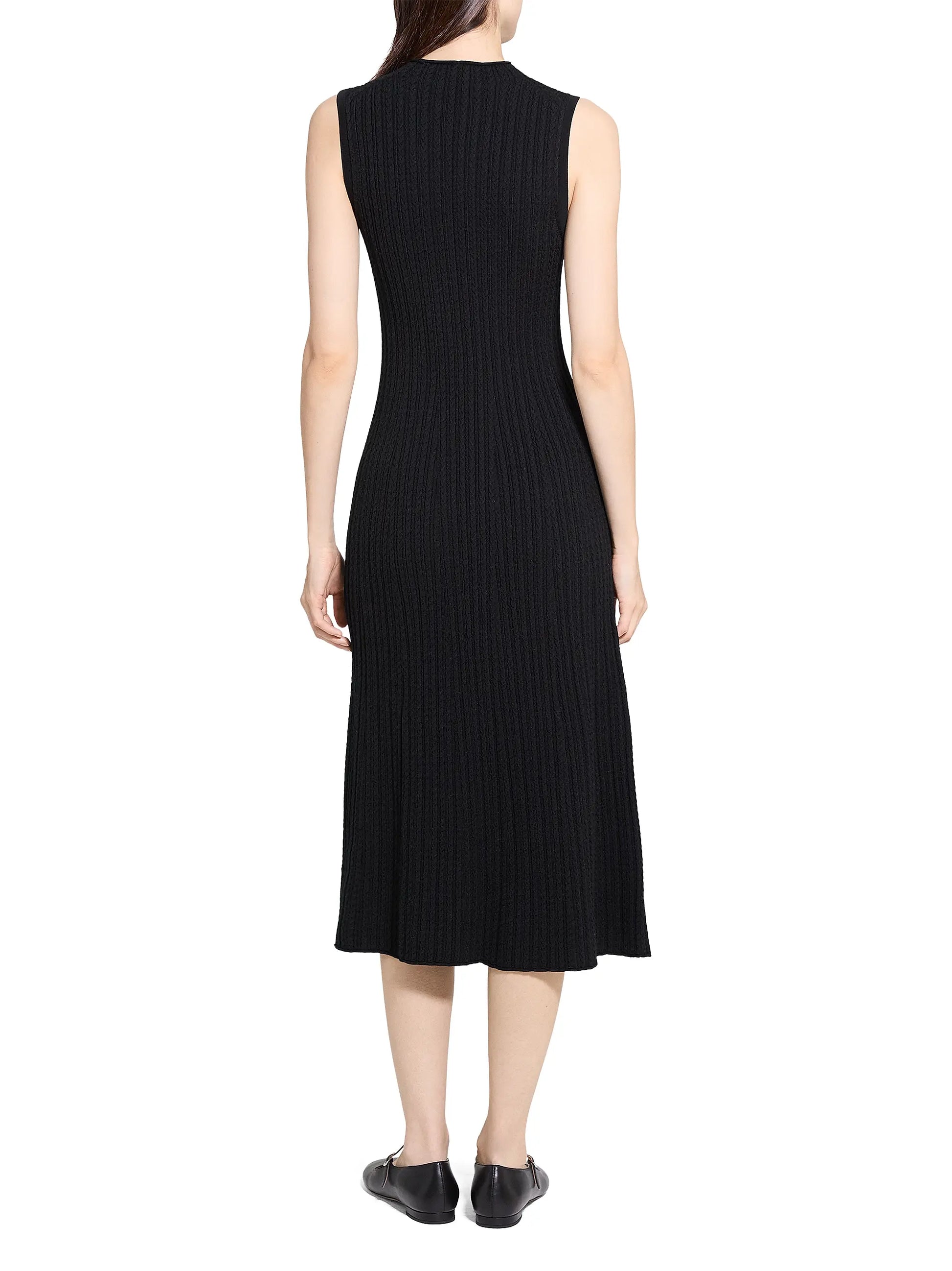 Theory Sleeveless Cable-Knit Midi Dress - Black Theory Sleeveless Cable-Knit Midi Dress - Black