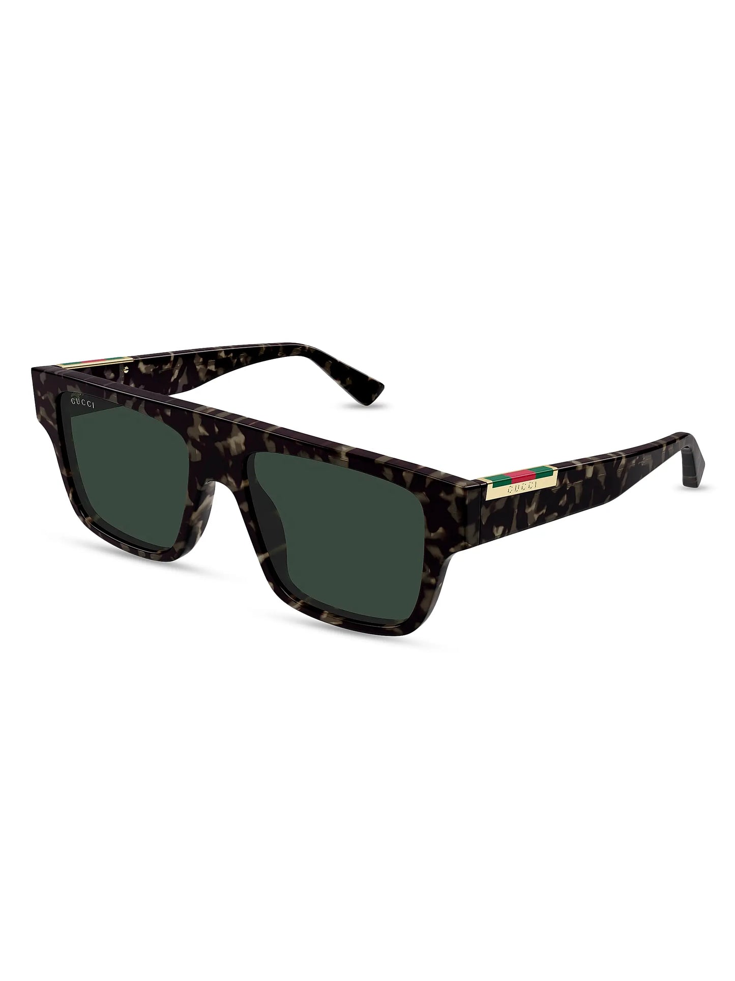 Mens Rectangular Sunglasses Havana/Green - Gucci