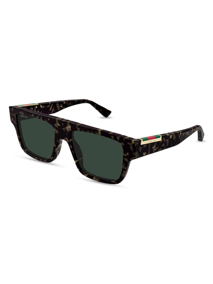 Mens Rectangular Sunglasses Havana/Green - Gucci
